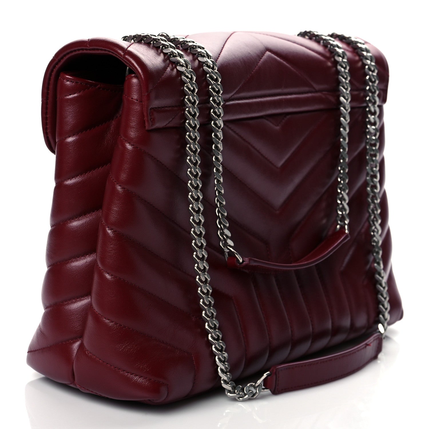 Saint Laurent Calfskin Y Quilted Monogram Medium Loulou Chain Satchel Palissandre 2 of 9