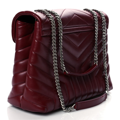 Saint Laurent Calfskin Y Quilted Monogram Medium Loulou Chain Satchel Palissandre 2 of 9