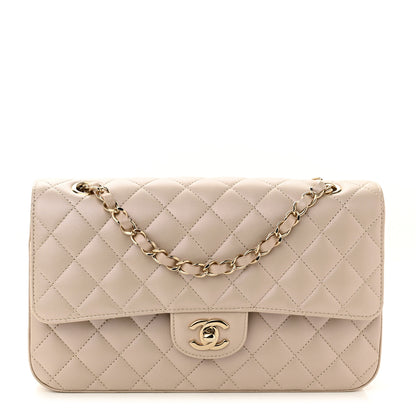 Chanel Iridescent Lambskin Quilted Medium Double Flap Light Beige 1 of 10