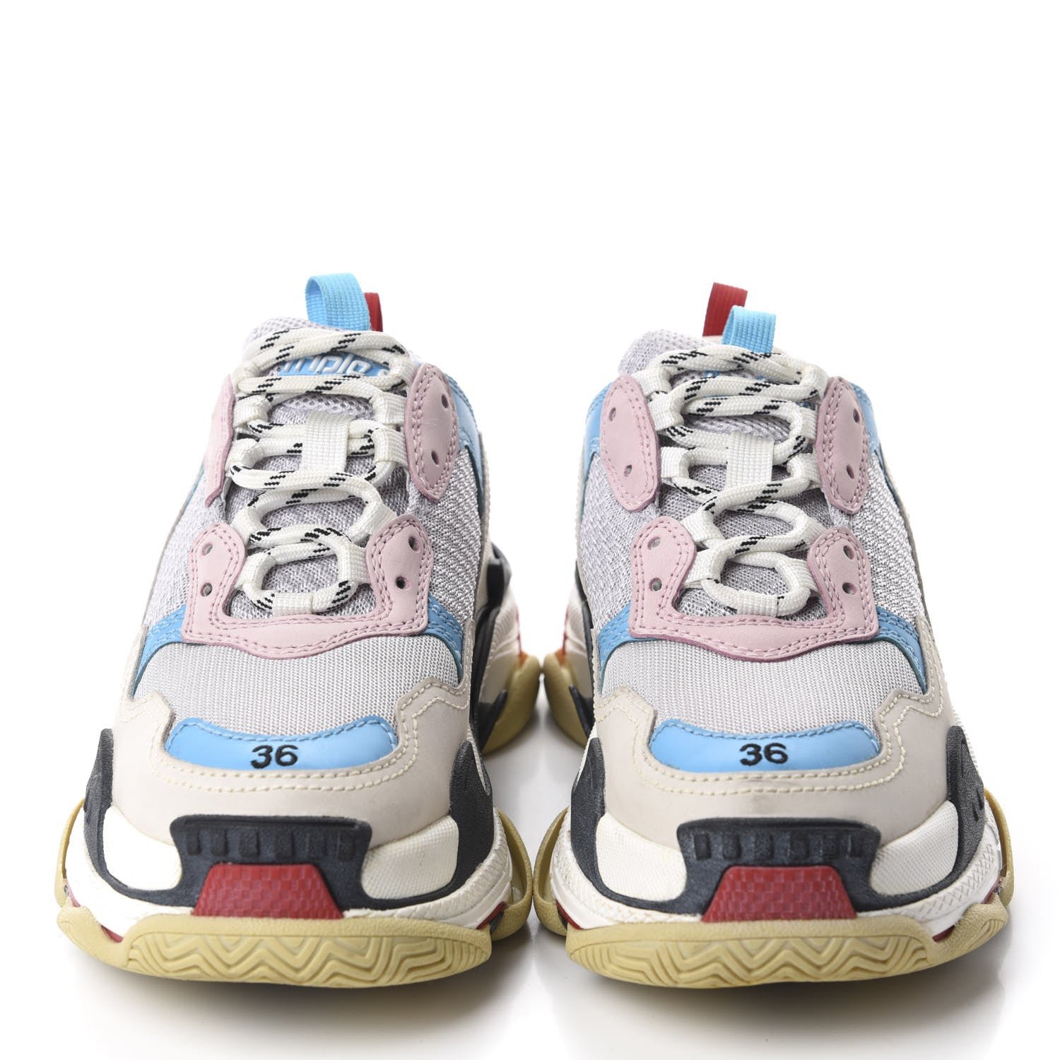 Balenciaga Fabric Mesh Womens Triple S Sneakers 36 White Blue Pink 2 of 10
