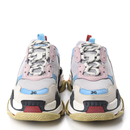 Balenciaga Fabric Mesh Womens Triple S Sneakers 36 White Blue Pink 2 of 10