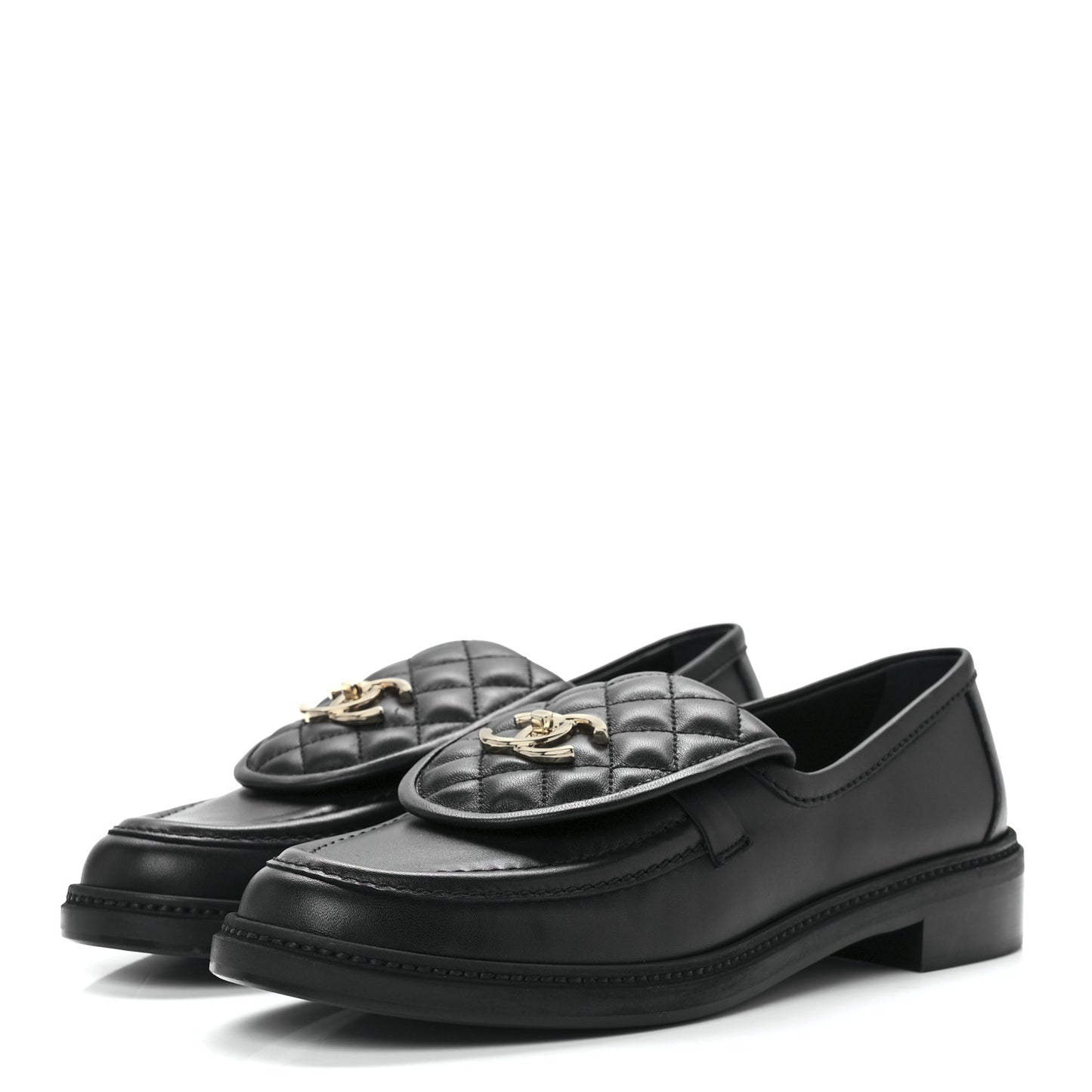 Lambskin Quilted CC Turnlock Loafers 41 Black