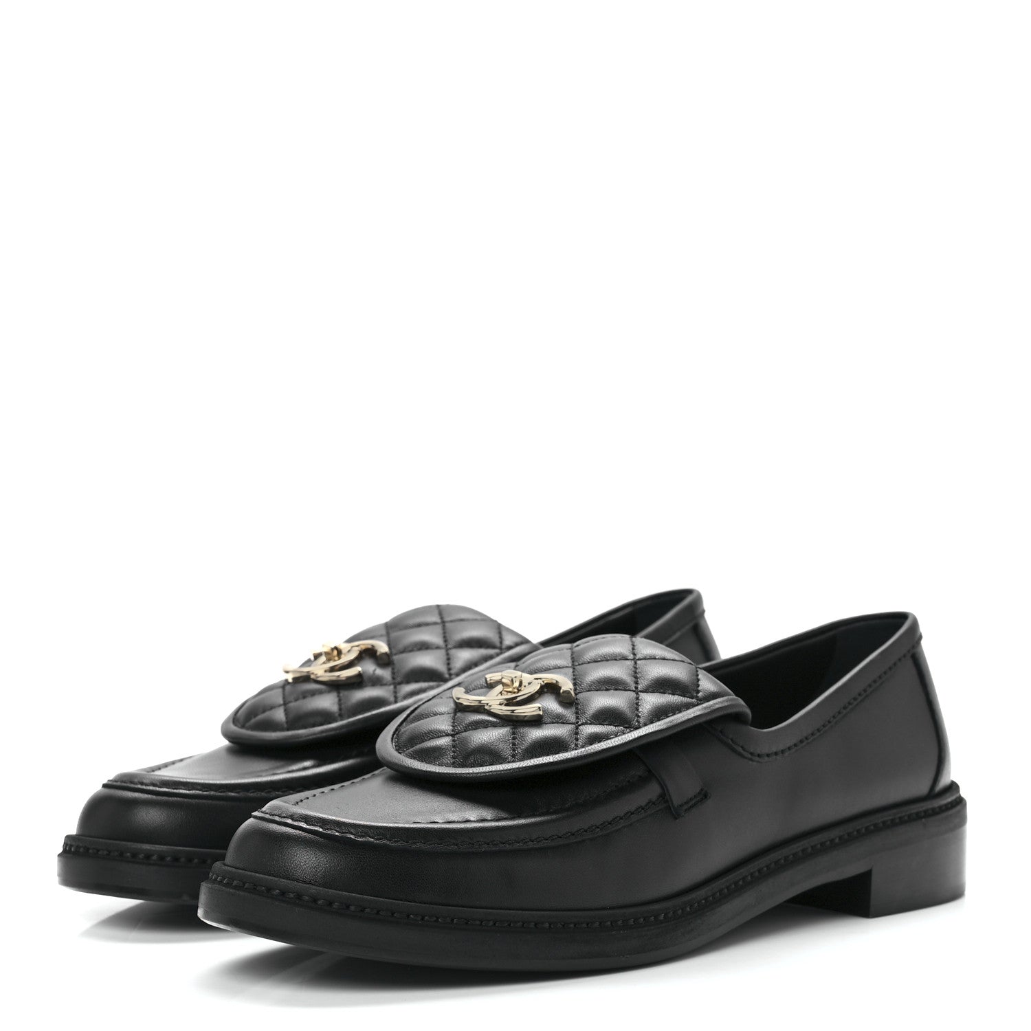 Chanel Lambskin Quilted CC Turnlock Loafers 41 Black 3 of 10