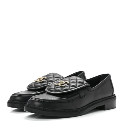 Chanel Lambskin Quilted CC Turnlock Loafers 41 Black 3 of 10