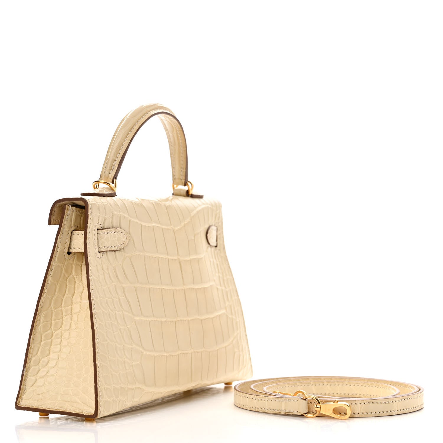 Hermes Matte Alligator Mini Kelly Sellier 20 Vanille 3 of 11