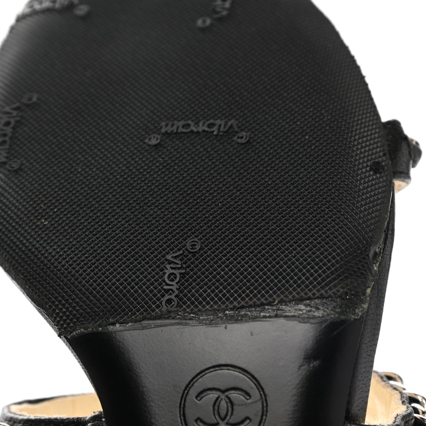 Lambskin CC Chain Sandals 36 Black