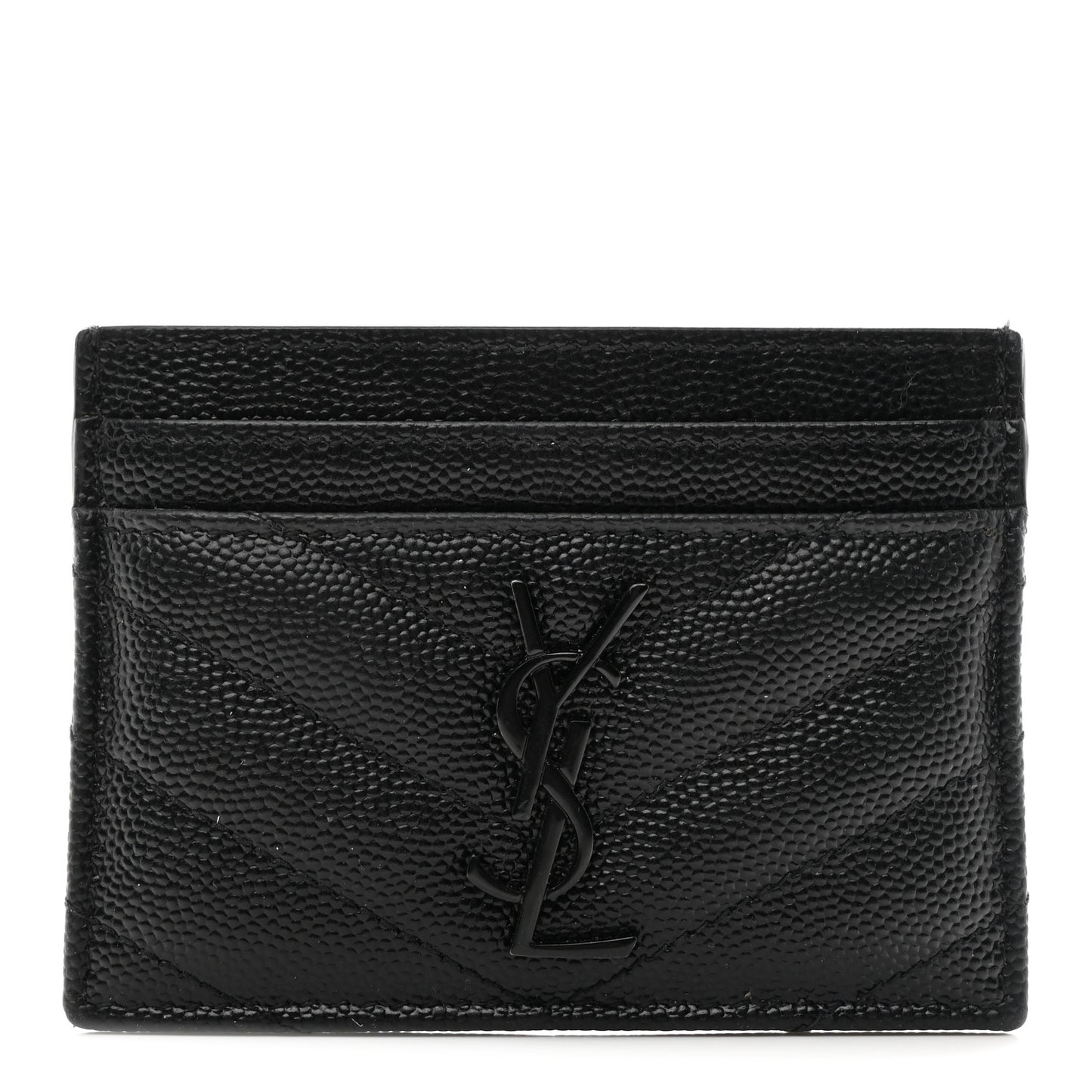 Grain De Poudre Matelasse Chevron Monochrome Monogram Credit Card Case Black