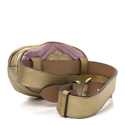 Gucci Metallic Nappa Matelasse Heart GG Marmont Belt Bag 85 34 Oro Vecchio Rosa 3 of 12