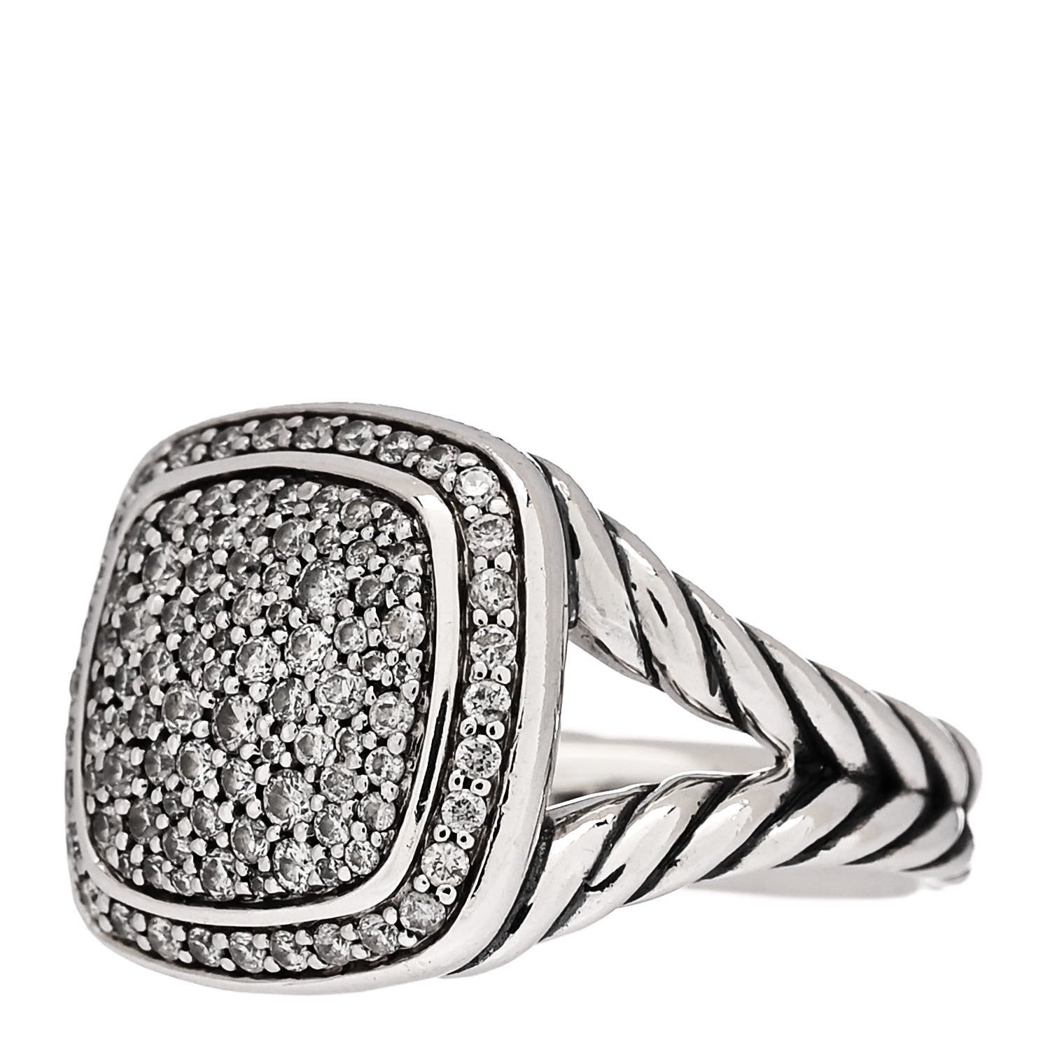 David Yurman Sterling Silver Diamond 11mm Albion Pave Ring 52 6 3 of 5