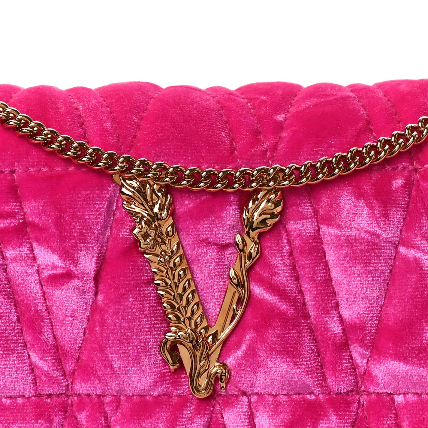 Versace Velvet Quilted Virtus Evening Bag Pink 8 of 10