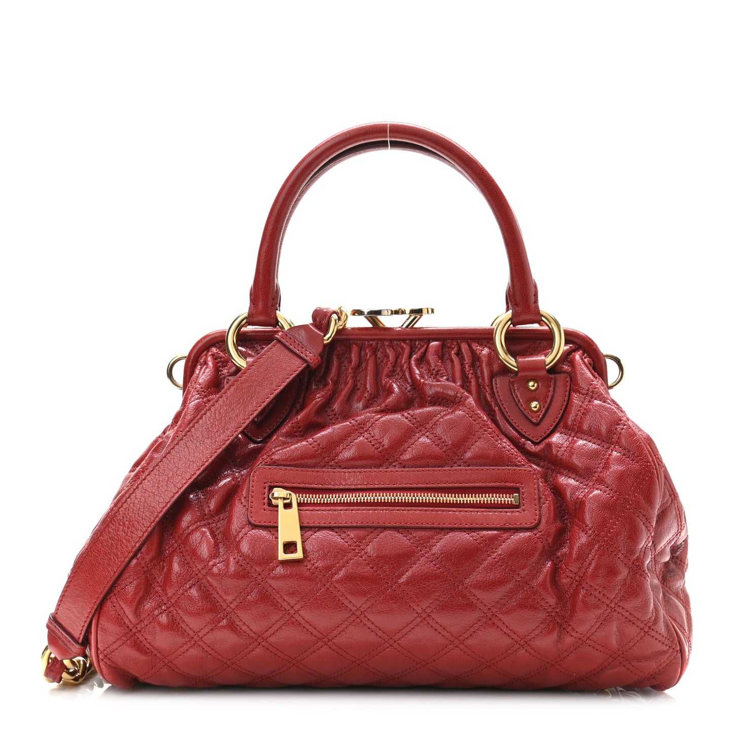 Calfskin Quilted Leather Stam Bag Red