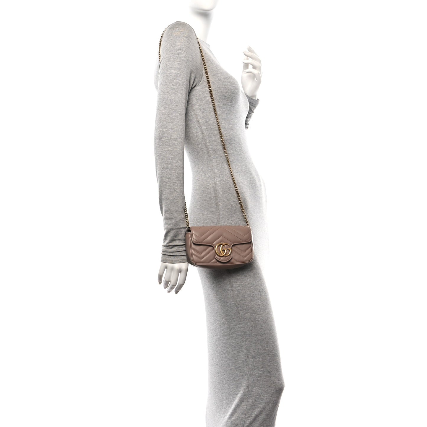 Calfskin Matelasse Super Mini GG Marmont Shoulder Bag Porcelain Rose
