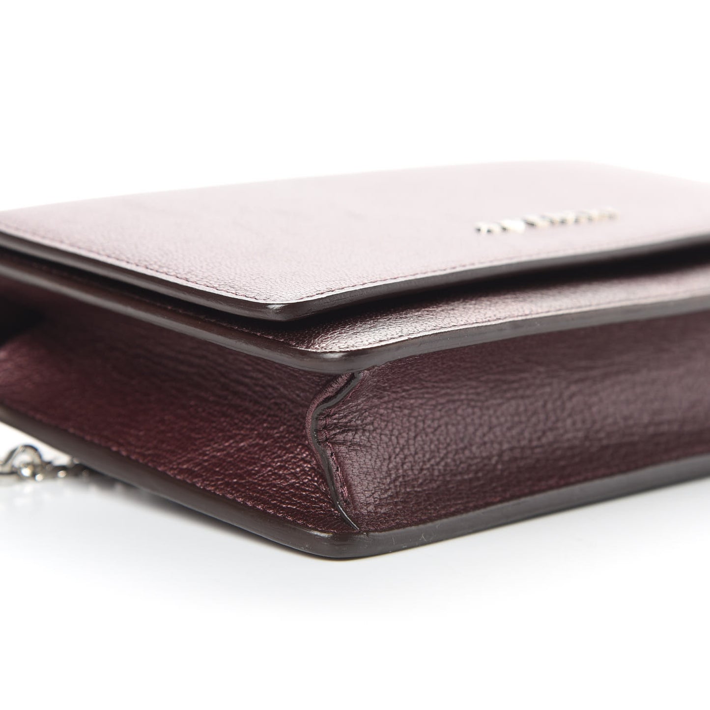Metallic Sugar Goatskin Pandora Chain Wallet Bordeaux