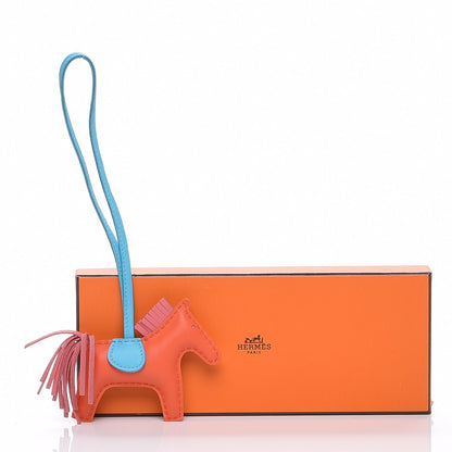 Hermes Milo Lambskin Grigri Rodeo Horse Bag Charm PM Orange Poppy Rose Azalee Bleu Azteque 5 of 5