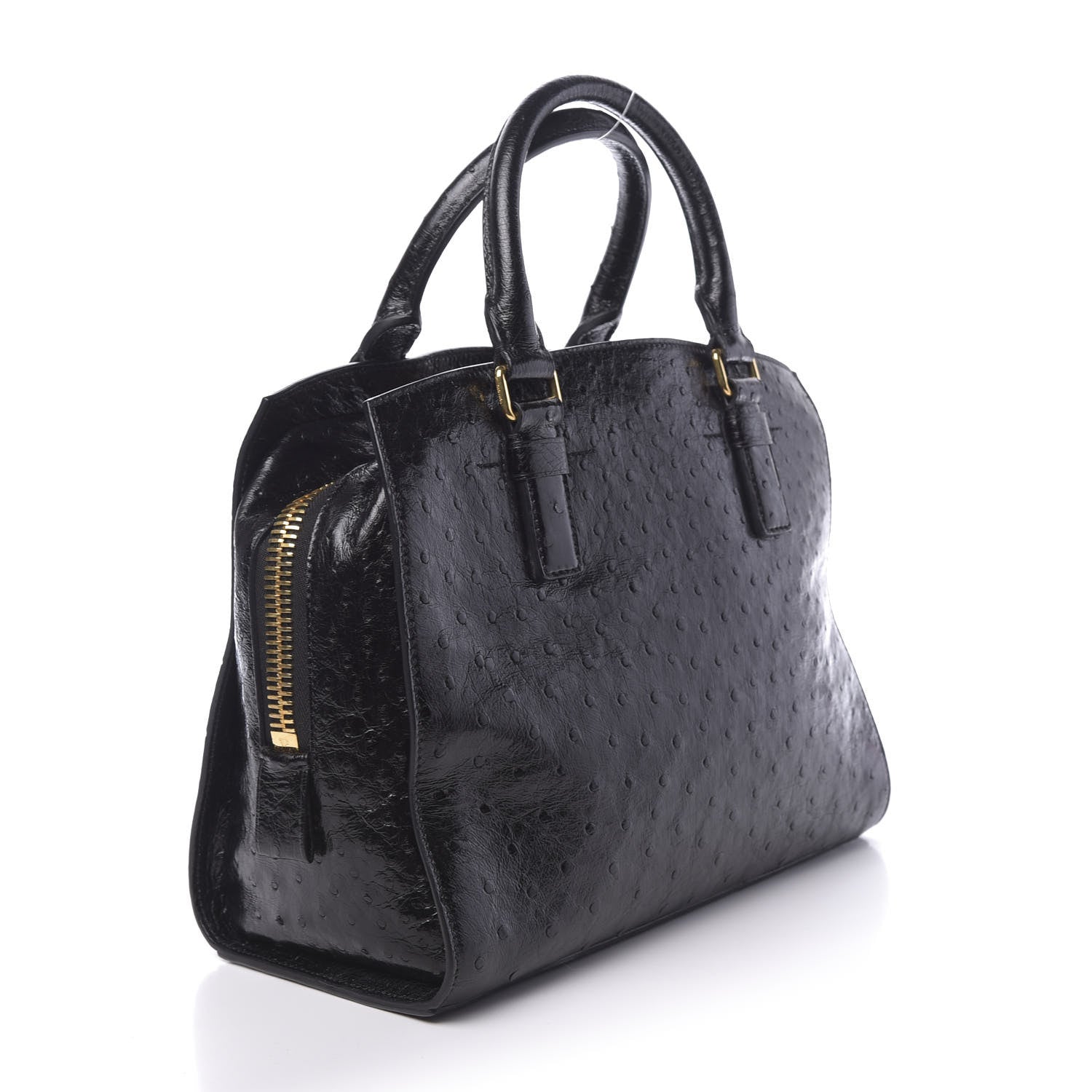 Tom Ford Ostrich Top Handle Satchel Black 3 of 11