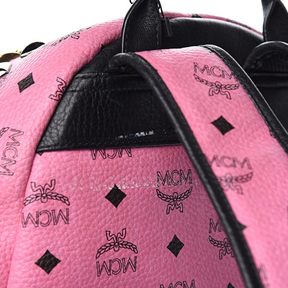MCM Visetos Studded Colorblock Stark Brock Backpack Pink Black 13 of 16