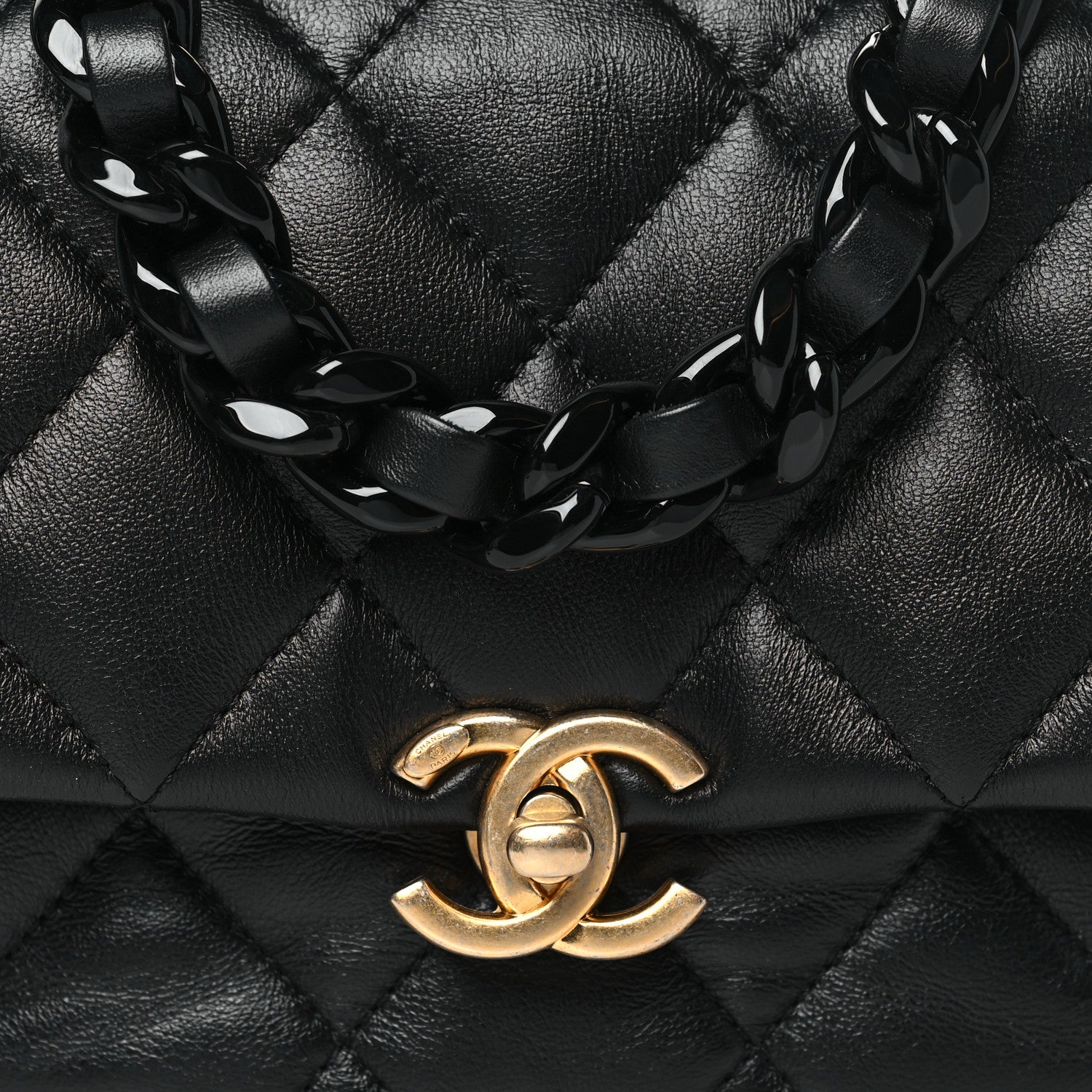 Chanel Lambskin Quilted Mini Lacquered Chain Flap Black 8 of 10