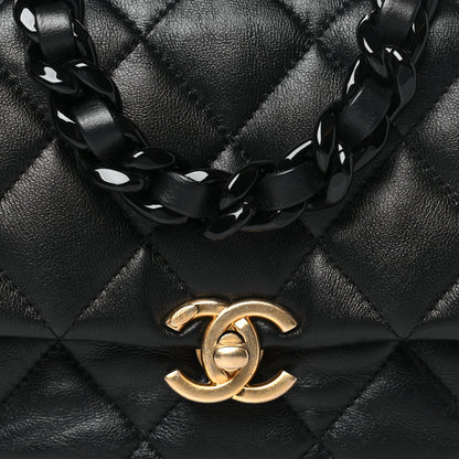 Chanel Lambskin Quilted Mini Lacquered Chain Flap Black 8 of 10