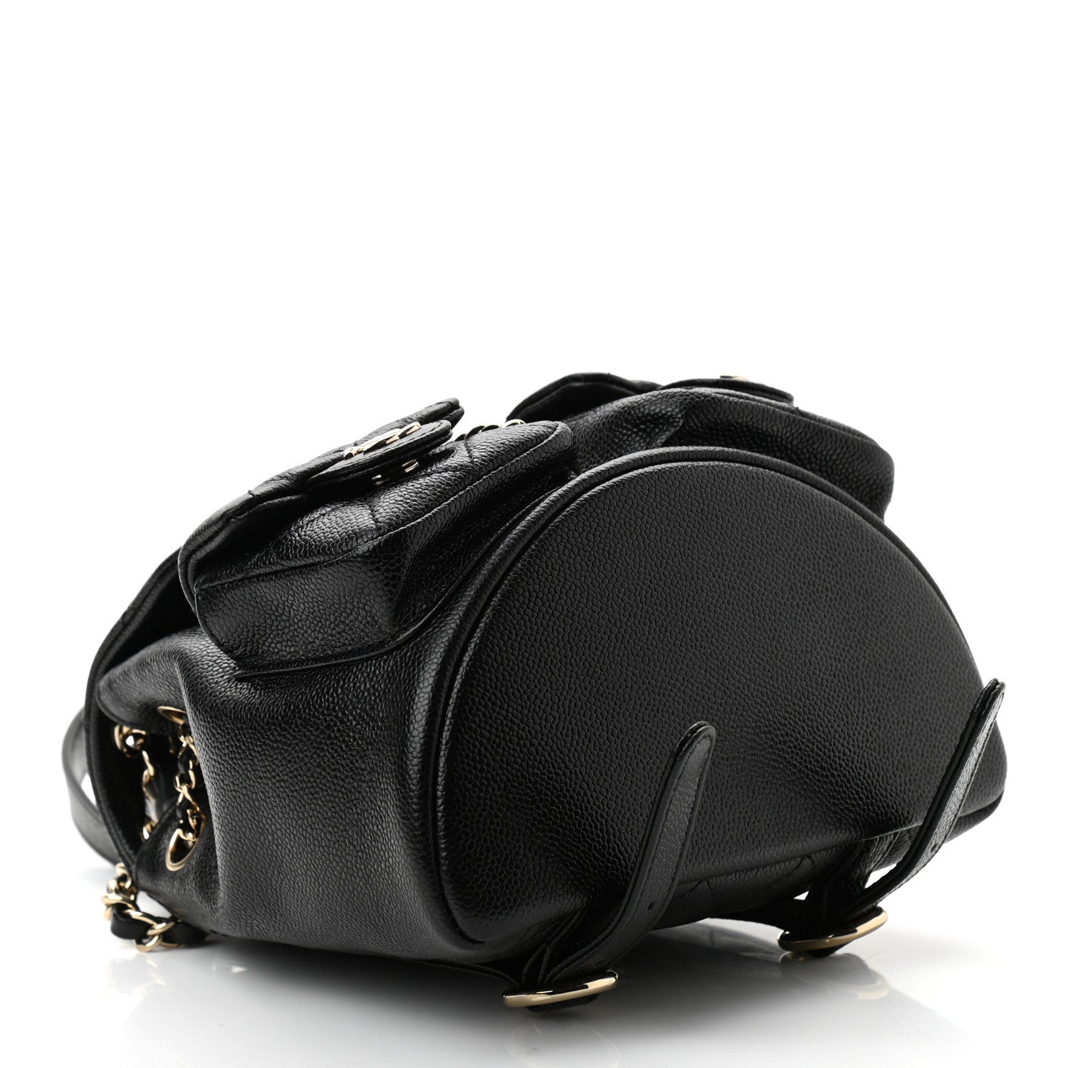 Chanel Shiny Caviar Quilted Small Duma Pockets Drawstring Backpack Black 4 of 11