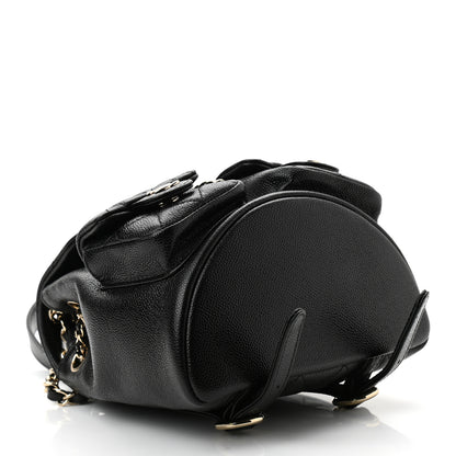 Chanel Shiny Caviar Quilted Small Duma Pockets Drawstring Backpack Black 4 of 11
