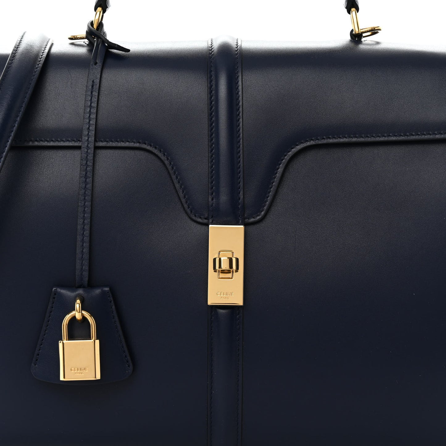Satinated Calfskin Medium 16 Top Handle Bag Midnight
