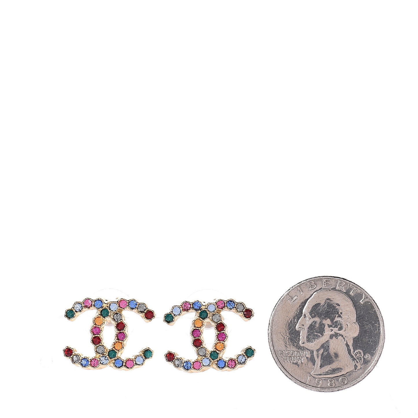 Crystal CC Earrings Gold Multicolor