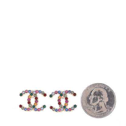 Chanel Crystal CC Earrings Gold Multicolor 2 of 4