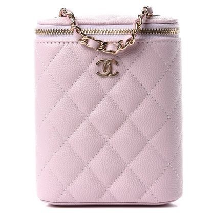 Chanel Caviar Quilted Small Vertical Coco Beauty Vanity Case With Chain Light Pink 1 of 8