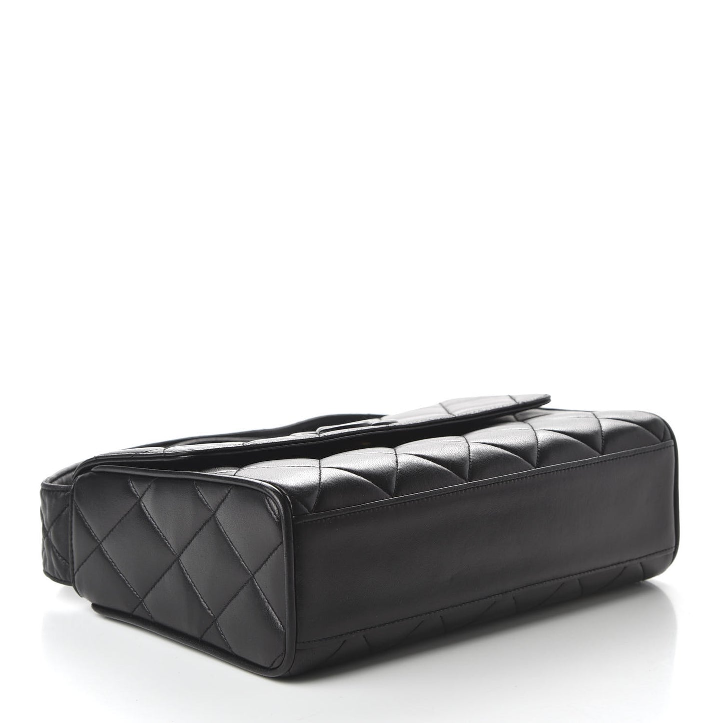 Lambskin Quilted CC Flap Shoulder Bag Black