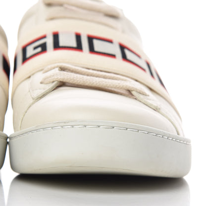 Gucci Calfskin Stripe Womens New Ace Sneakers 37.5 New Mystic White Ecru Red Flame 9 of 15