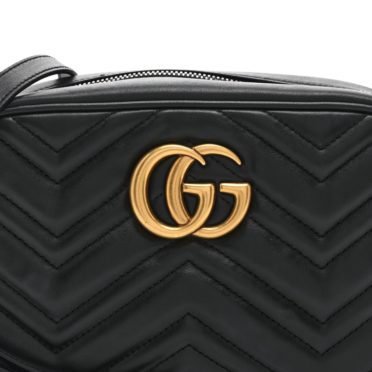 Calfskin Matelasse Small GG Marmont Chain Shoulder Bag Black