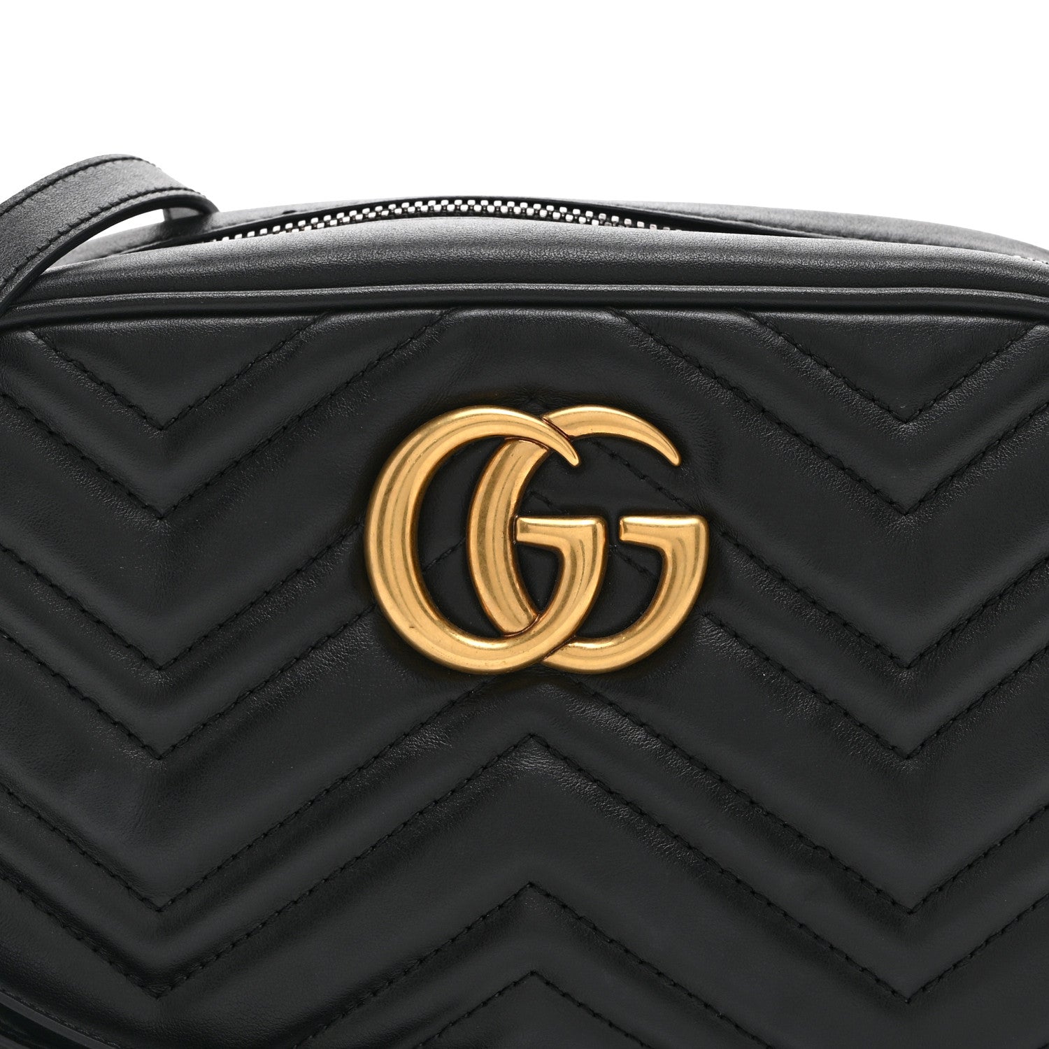 Gucci Calfskin Matelasse Small GG Marmont Chain Shoulder Bag Black 9 of 11