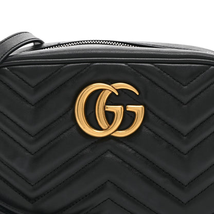 Gucci Calfskin Matelasse Small GG Marmont Chain Shoulder Bag Black 9 of 11