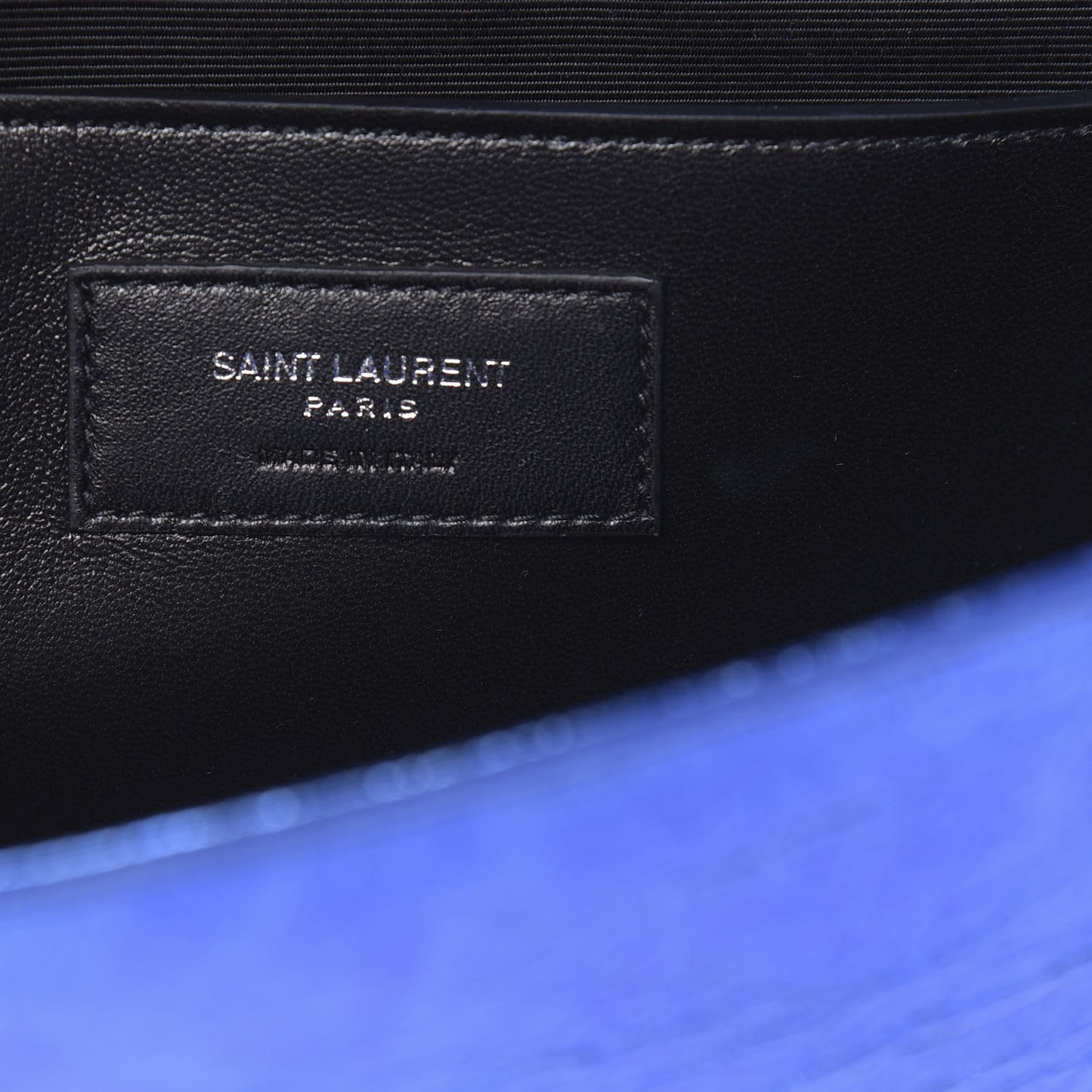 Metallic Crinkled Calfskin Classic Monogram Cassandre Clutch Blue