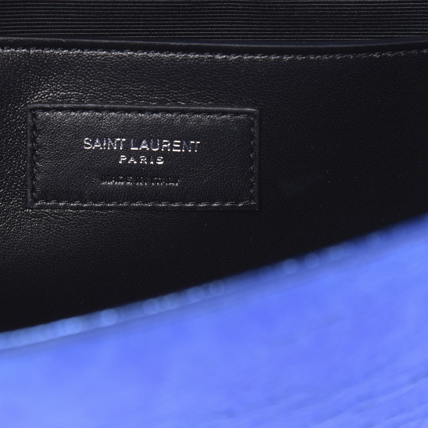 Saint Laurent Metallic Crinkled Calfskin Classic Monogram Cassandre Clutch Blue 6 of 9