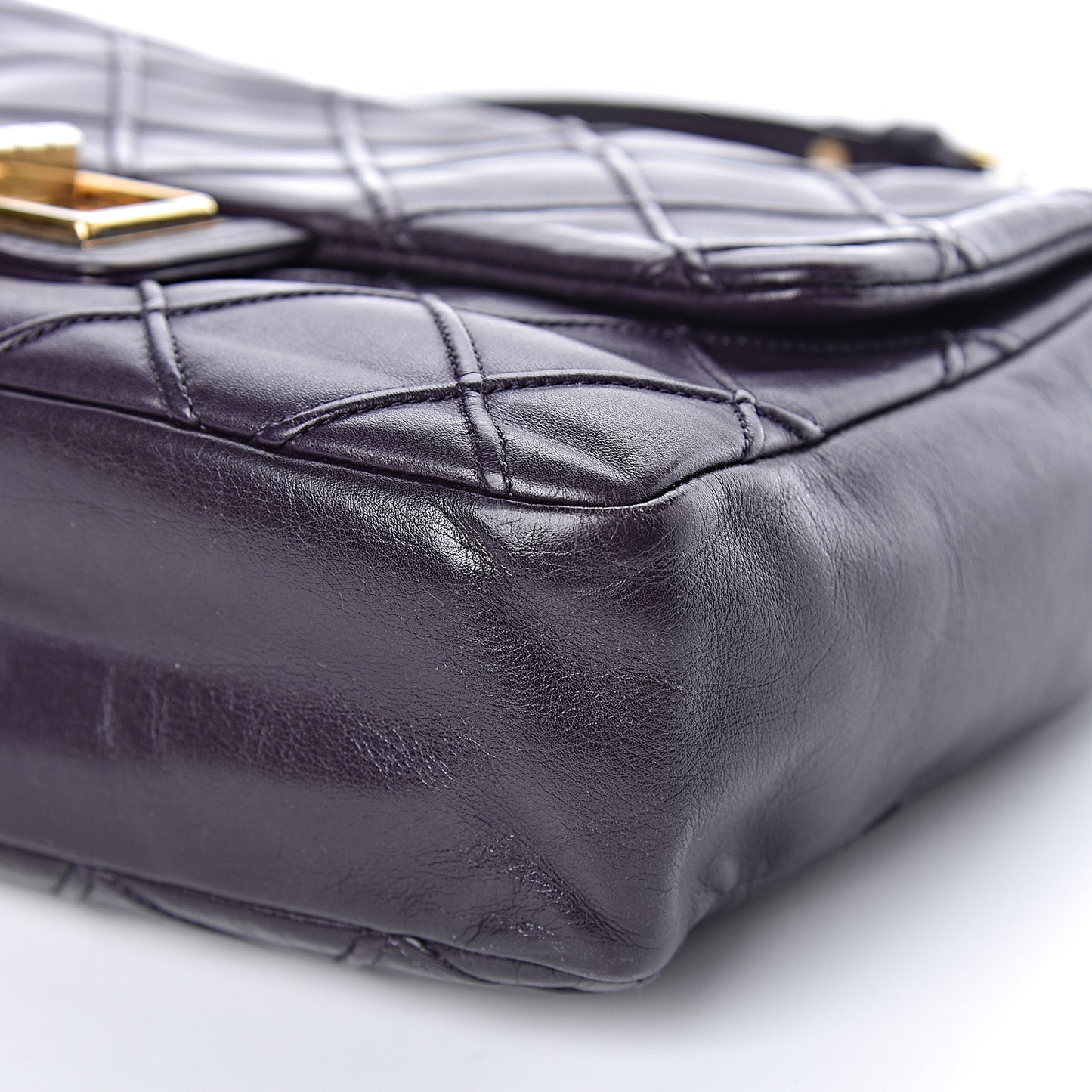 Calfskin Diamond Debossed Medium Cosmos Flap Purple