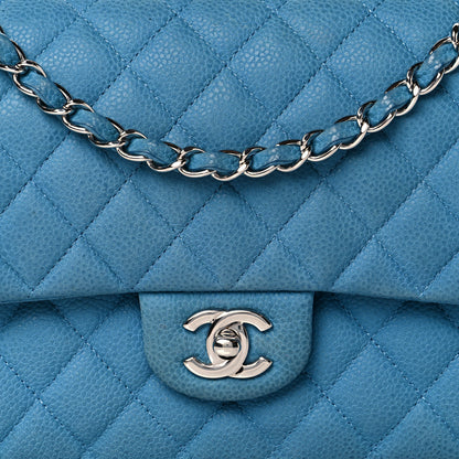 Chanel Iridescent Caviar Quilted Medium Double Flap Blue 7 of 12