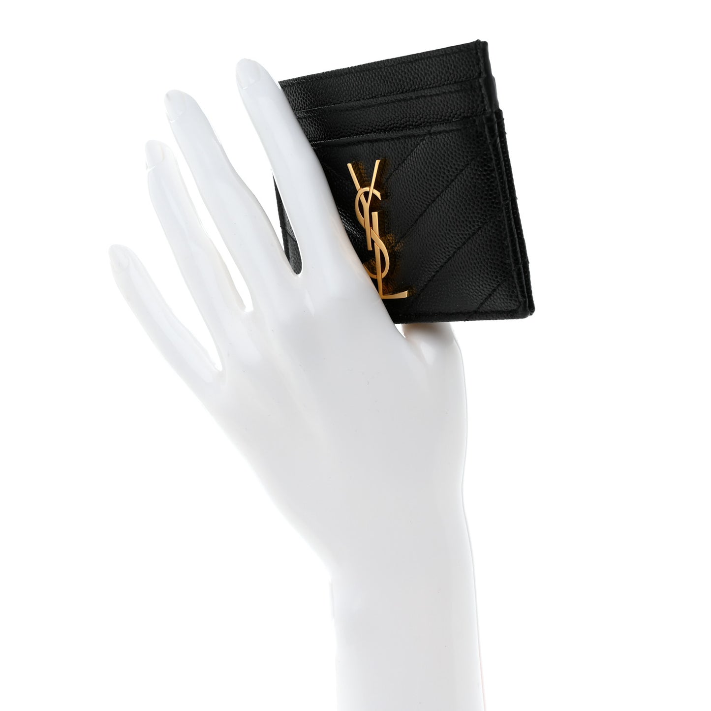 Grain De Poudre Matelasse Chevron Monogram Credit Card Case Black