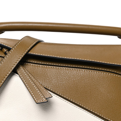 Loewe Calfskin Small Puzzle Bag Ochre Green Soft White 7 of 9