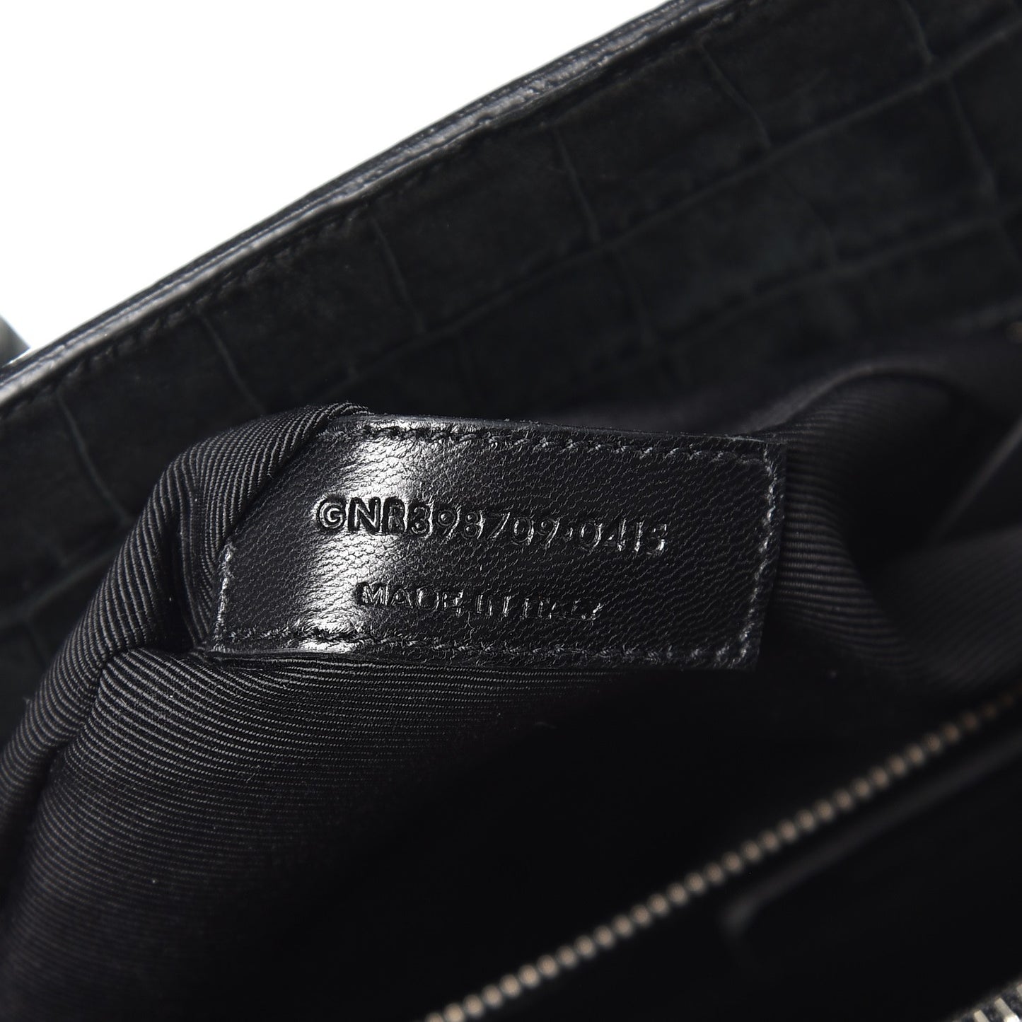 Calfskin Crocodile Embossed Small Sac de Jour Dusty Black