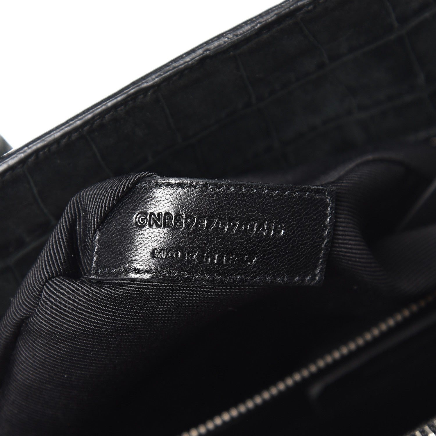 Saint Laurent Calfskin Crocodile Embossed Small Sac de Jour Dusty Black 8 of 14