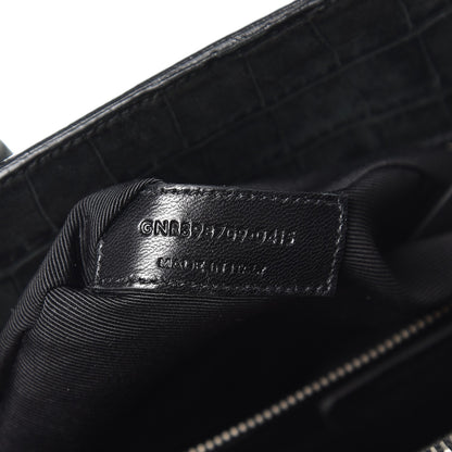 Saint Laurent Calfskin Crocodile Embossed Small Sac de Jour Dusty Black 8 of 14