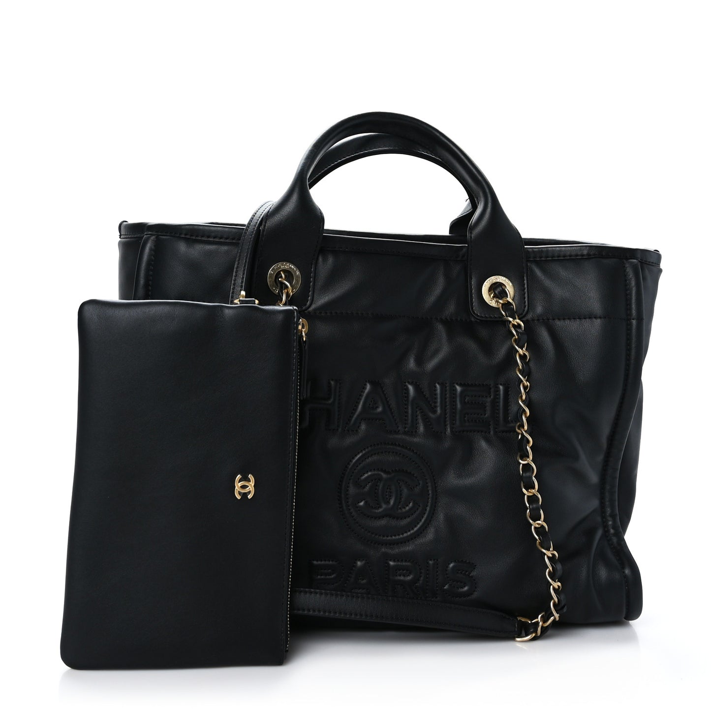 Calfskin Small Deauville Tote Black