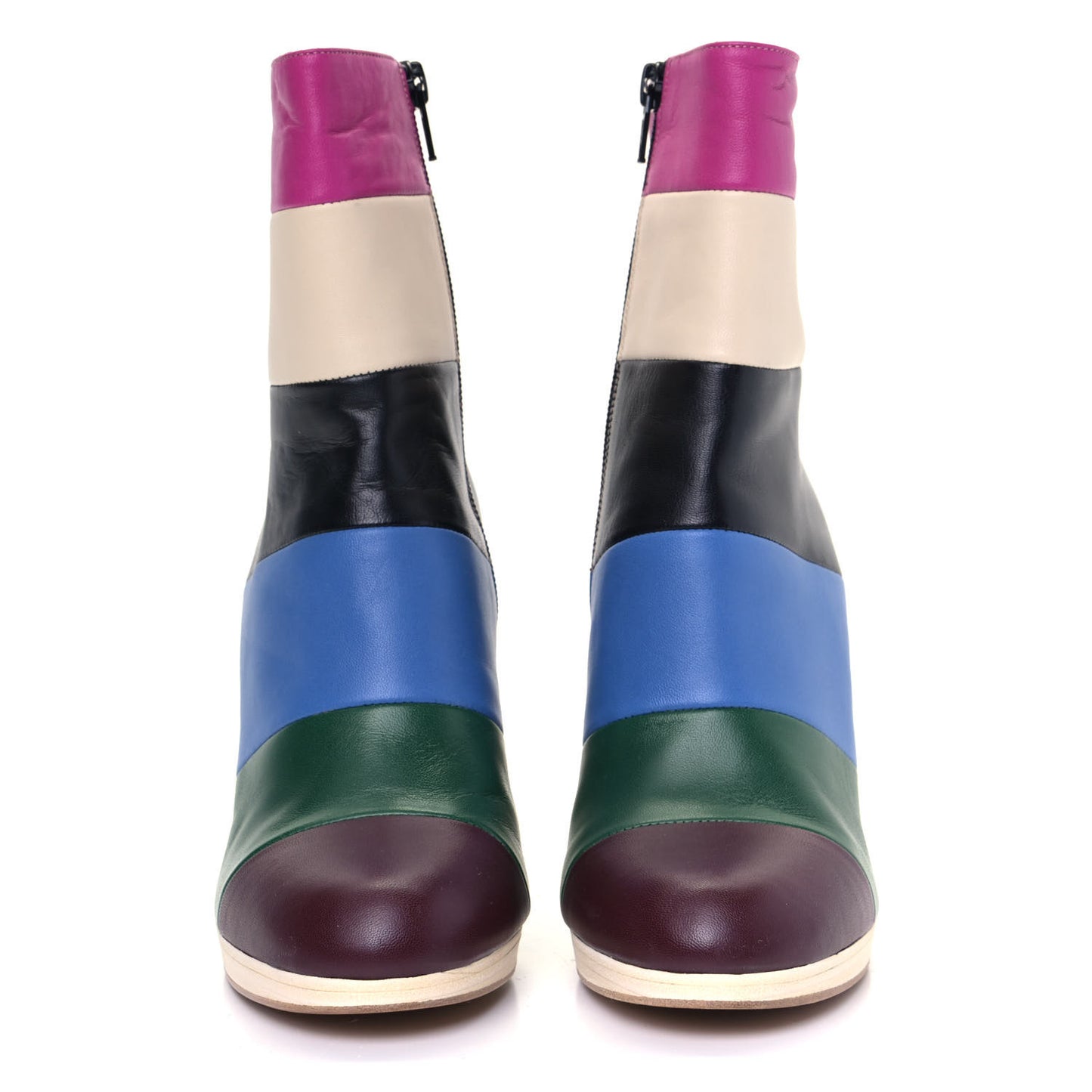 Lambskin Striped Bo-Y-Ch Ankle Boots 36.5 Multicolor