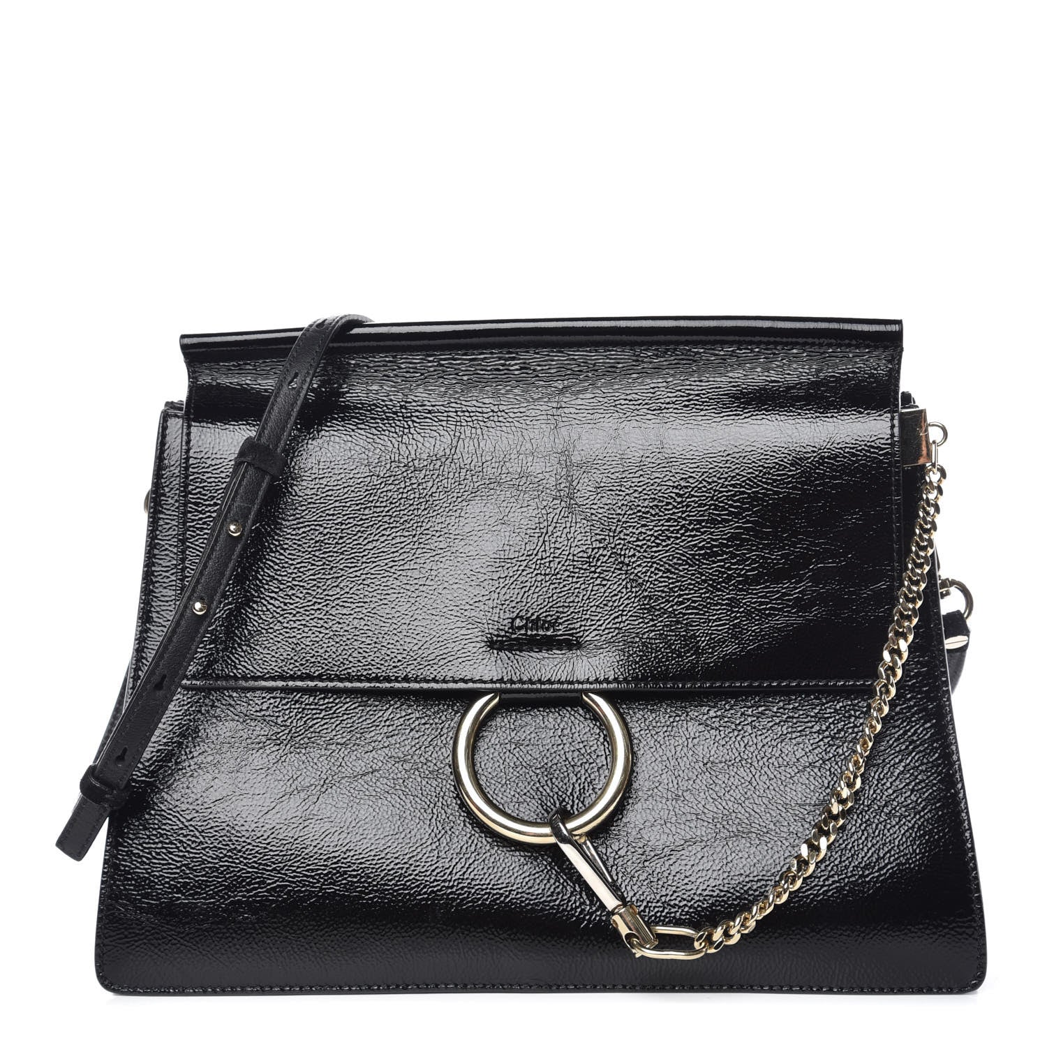 Chloe Patent Medium Faye Shoulder Bag Black 1 of 11