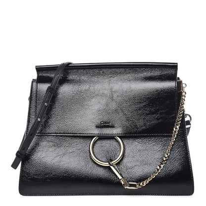 Chloe Patent Medium Faye Shoulder Bag Black 1 of 11