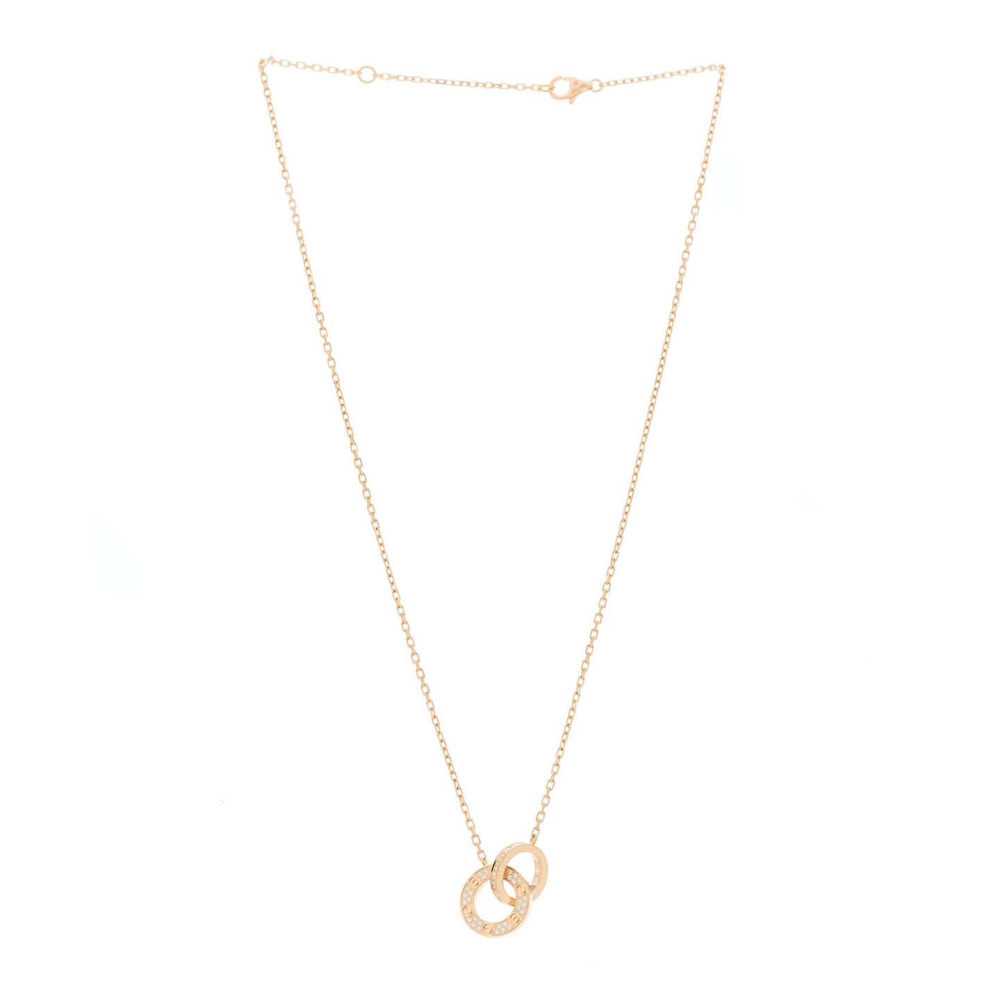 18K Pink Gold Diamond Interlocking LOVE Paved Necklace