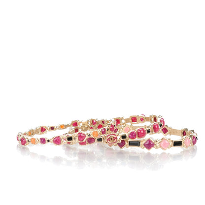 Chanel Gripoix CC Bangle Set of 3 Purple Pink Gold 4 of 5