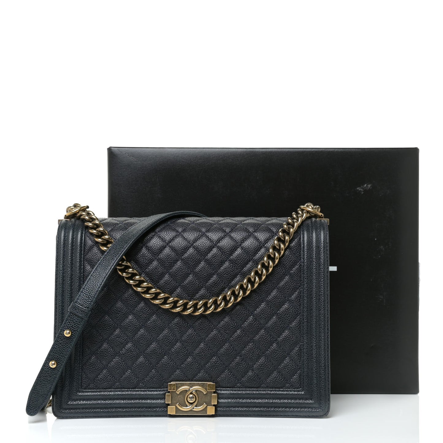 Caviar Quilted Large Boy Flap Blue