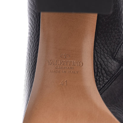 Valentino Garavani Pebbled Calfskin Rockstud Ankle Boots 41 Black 7 of 9